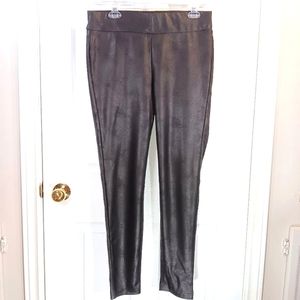 Tattoo Faux Leather Leggings Pants Trousers Slim Leg Brown Women's Size L NWOT